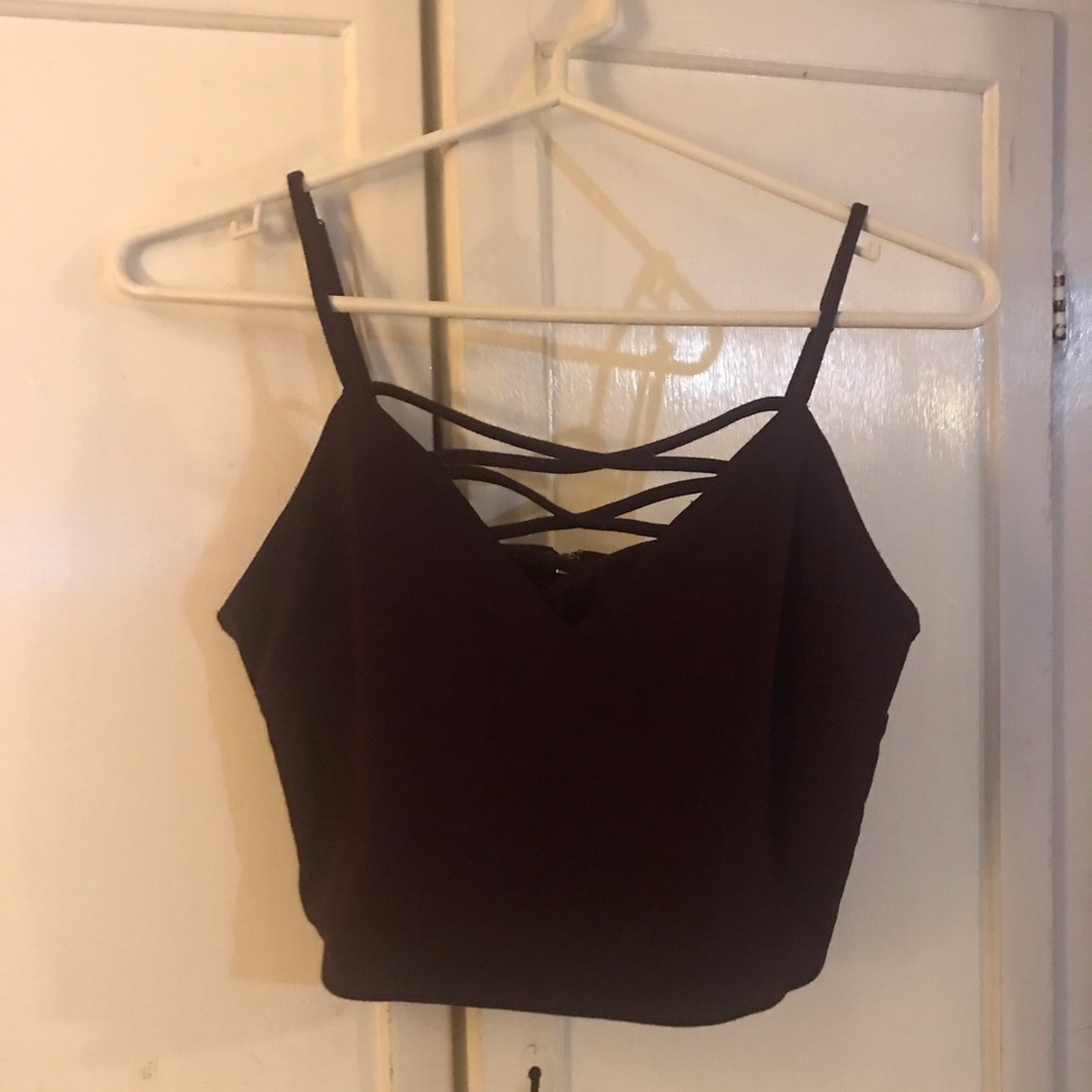 Burgundy Criss Cross Crop Top